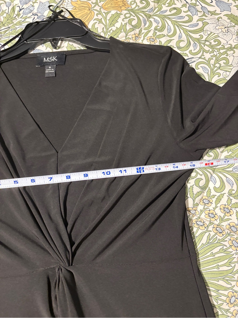 MSK Black V-Neck Midi Dress with Short Sleeves S - Picture 10 of 13